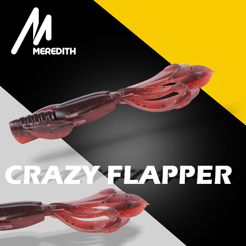 MEREDITH Crazy Flapper 70mm 90mm Fishing Soft Lure Fishing Lures Soft Silicone Baits Shrimp Bass Peche Gear Fishing Tackle