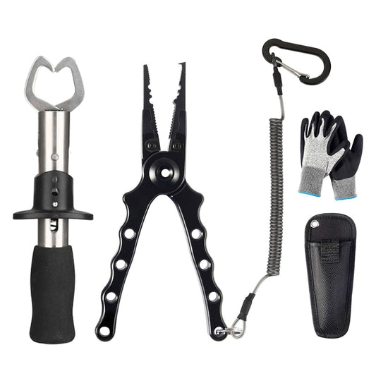 Aluminum Fishing Pliers Saltwater Resistant Fishing Gear Fish Lip Gripper and Fishing Gloves 3 pcs