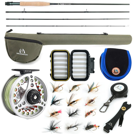 Maximumcatch 3-8WT Fly Fishing Rod And Reel Combo Set 8&#39;6&#39;&#39;/9&#39; Medium-fast Fly Rod Pre-spooled Fly Reel &amp; Line &amp;Triangle Tube