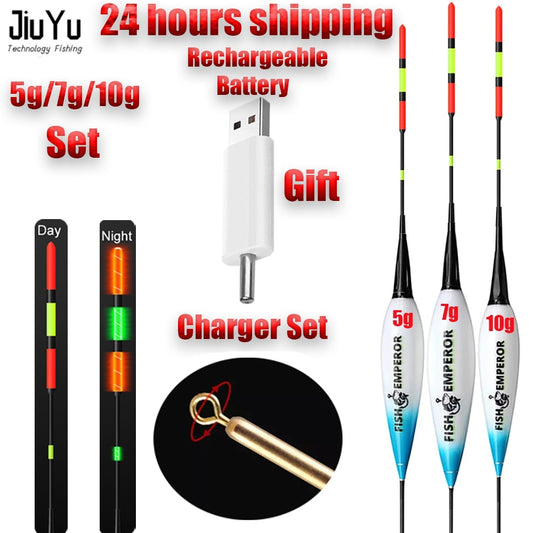 Fishing Electronic Float Set 5g 7g 10g With Charger And Rechargeable Battery Glow At Night Accessories Sea Carp Tackle Summer