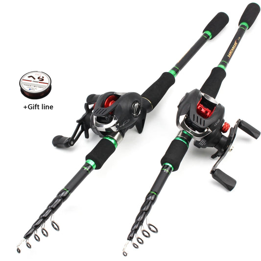 1.8M 2.1M 2.4M 2.7M Fishing rod with reel Casting Rod and Casting Reel set carbon lure  fishing rod Lure Weight 7-28g M power
