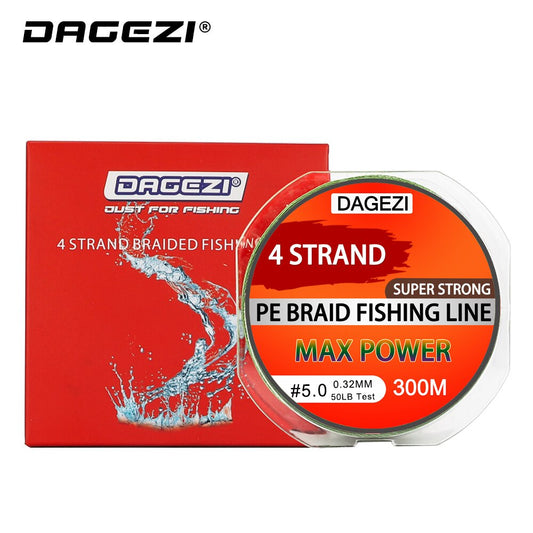 DAGEZI Super Strong 4 strand 300M/330YDS 100% PE Braided Fishing Line 10-80LB Multifilament Fishing Line Carp Fishing Saltwater