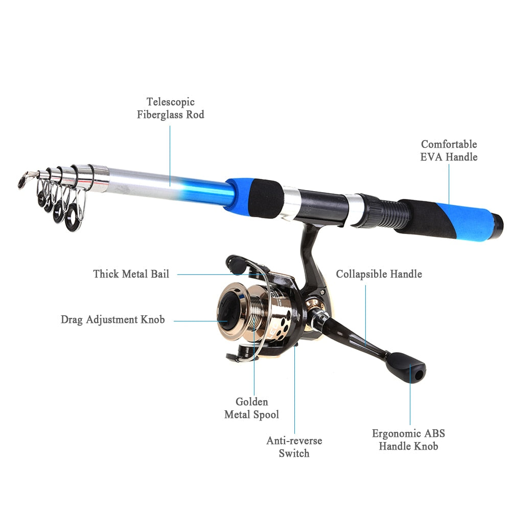 1.8-3.6M telescopic fishing rod combo spinning reel fishing set carp  fishing rod reel kit