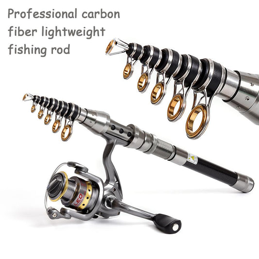 Professional Fishing Rod Carbon Fiber 1.5-2.4M Sea River Fishing Ultralight Telescopic Spinning Ring Rod Fishing Stick