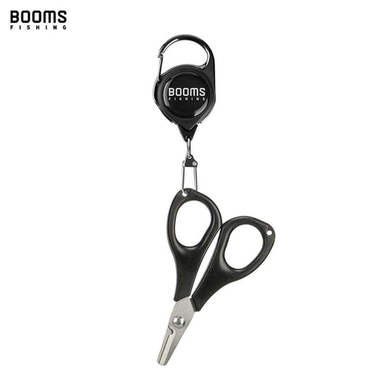 Booms Fishing S01 Braid Line Scissor Fishing Line Scissors with Retractable Badge Holder Carabiner Tackle Boxes Accessorie